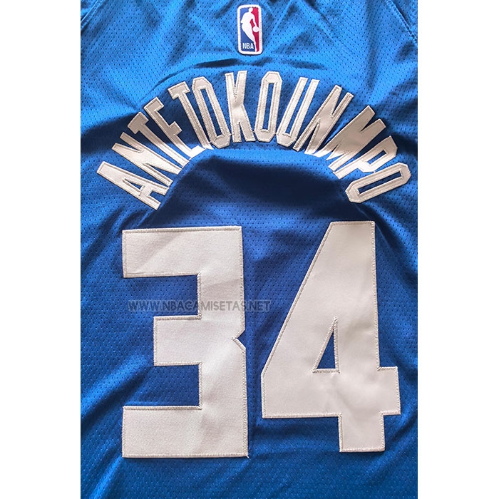 Camiseta Milwaukee Bucks Giannis Antetokounmpo NO 34 Ciudad 2024-25 Azul